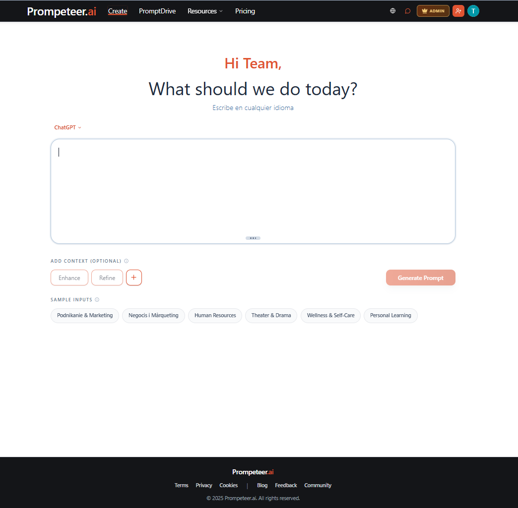 Prompeteer prompt creation interface